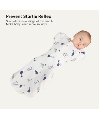 Duomiaomiao Baby Transition Swaddle Blanket Sleeping Bag | Arms Up | Cotton | Dinosaur Design | 0-6 Months - Buy Online on GoSupps.com