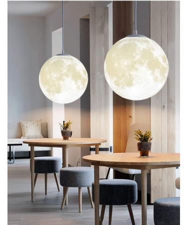 Kruihan 3D Printed Moon Pendant Lamp | Adjustable Ceiling Light for Kids' Rooms Restaurants & Living Spaces - 25cm Diameter - Buy Online on GoSupps.com