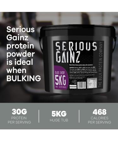 The Bulk Protein Company SERIOUS GAINZ Whey Protein Powder - Black Cherry 5kg - 30g Protein - Weight Gain Mass Gainer - Buy Online on GoSupps.com