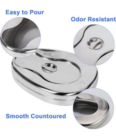 Stainless Steel Bedpan with Cover Bedpan Duty Smooth Male and Female Elderly Bedridden Patient Personal Care - Buy Online on GoSupps.com