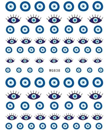 DIY Nail Decal Self-adhesive Design Easy to Apply Eye Evil Nail Art Sticker Lucky Blue Colorful 3D Nail Decals Evil Eye Nail Sticker(WG840) - Buy Online on GoSupps.com