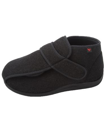 ZHENSI Men's Adjustable Extra Wide Shoes Warm Swollen Feet Diabetic Slippers Memory Foam Soft Bottom Non-Slip 8 Black