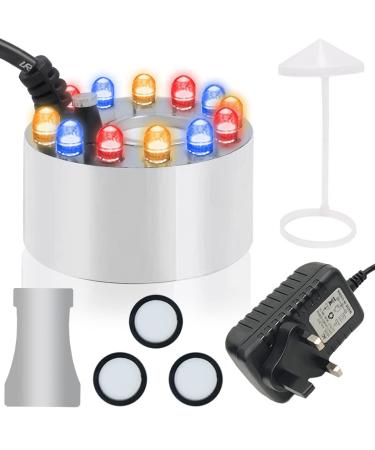 EatPitaya Mist Maker LED Lights Ultrasonic Aluminum Mist Machine Humidifier Multi-Purpose Indoor Decoration Mini Ultrasonic Fogger with Water Splash Guard