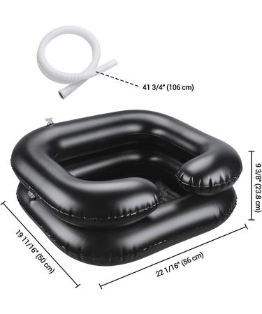 AW Set of 2 Inflatable Shampoo Bowls - Portable Hair Washing Basins for Elderly, Disabled, Pregnant Women - Black - Buy Online on GoSupps.com