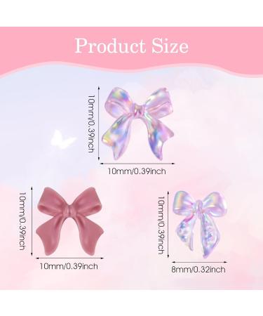 100 Pcs Aurora Bow Nail Charm Colorful Bowknot Nail Accessories Resin Cute Nail Rhinestone Glitter 3D Mix Styles Nail Decoration Kits for Nail Art Craft and Decoration - Buy Online on GoSupps.com