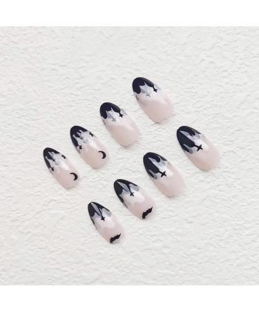 24Pcs Halloween Press On Nails - Pink Almond Acrylic with Ghost Pumpkin & Flame Designs | Full Cover Fake Nails for Men & Women | Halloween Manicure Set - Buy Online on GoSupps.com