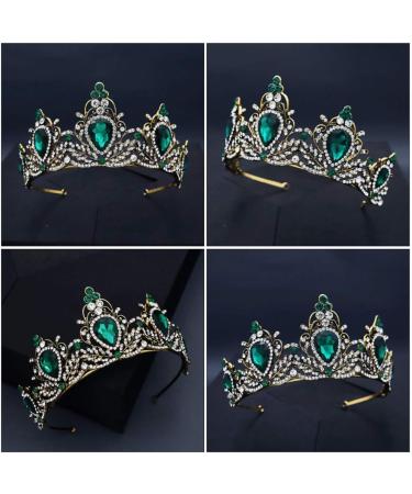 FRCOLOR Vintage Crown Headdress Rhinestone Diamond Tiara Headband Bridal Crown Baroque Queen Tiara Alloy Hair Hoop Bridal Hair Accessories for Christmas Party Headband Wedding Proms Green - Buy Online on GoSupps.com
