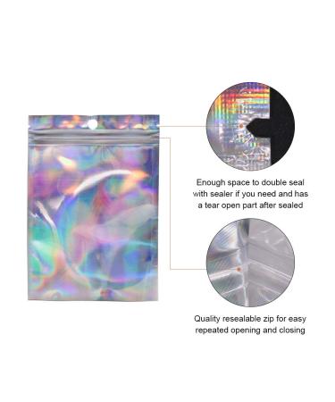 100pcs Holographic Mylar Bags 4x6 Inch - Resealable Foil Zip Lock Pouches for Candy, Jewelry, Lash, Lip Gloss - Gift Packaging Baggies - Buy Online on GoSupps.com