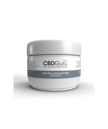 CBD Guru CBD 300mg Natural Body Butter with Shea Butter - for Muscle Relief Containing Natural Oils and Butters - Vegan Skincare - 150ml