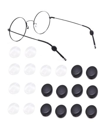 Opugit Silicone Eyeglasses Temple Retainer 2023 Upgraded Mini Round Eyewear Retainer Anti-Slip Glasses Retainers Frame Grips for Spectacle Sunglasses Glasses Eyewear 10 Pairs Black/Transparent