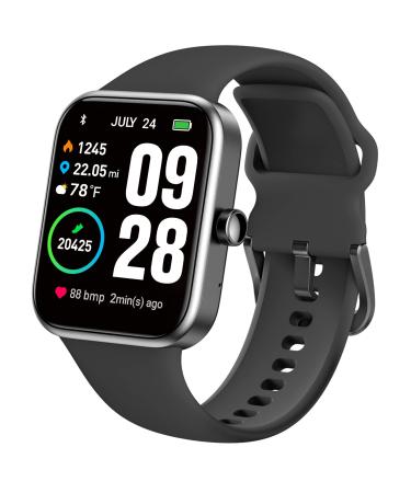 TOZO S2 44mm Smart Watch Alexa Built-in Fitness Tracker with Heart Rate and Blood Oxygen Monitor,Sleep Monitor 5ATM Waterproof HD Touchscreen for Men Women Compatible with iPhone&Android Black Matter Black 44mm