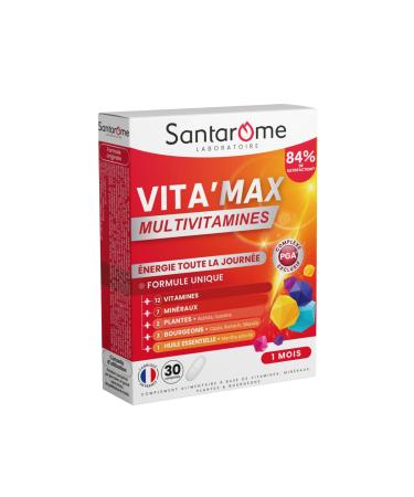 Santarome Phyto - Vita'max Multivitamines - 12 Vitamines & 7 Min raux Guarana - Compl ment alimentaire Tonus et Vitalit - 30 comprim s - France Multivitamines Adultes - 30 comprim s - 1 mois