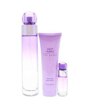 Perry Ellis 360 Purple Women 3.4oz EDP Spray 0.25oz EDP Spray 3.0oz Shower Gel 3 Pc Gift Set - Buy Online on GoSupps.com