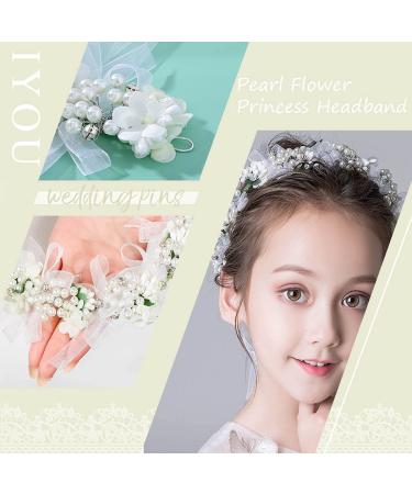 Shop IYOU Princess White Flower Headpiece | Pearl & Crystal Bridal Hair Accessories for Flower Girl | International Shipping - Buy Online on GoSupps.com
