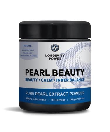 Longevity Power Pearl Beauty 10:1 Hydro-Ethanol Extract of Hydrolyzed Akoya Oyster Sea Pearl Skin Gut and Tissue Health 100 servings 150g (6.3oz)