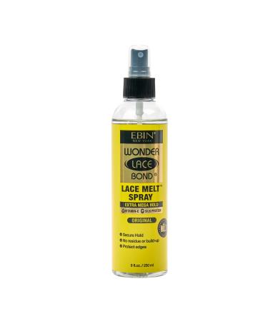 EBIN NEW YORK Wonder Lace Bond Melt Spray 8oz / 250ml - Extra Mega Hold (Original) | Flawless Natural and Seamleass finish No Reside Long Lasting Formula with Protecting Edges Perfect for wigs 8.25 Fl Oz (Pack of 1) Original