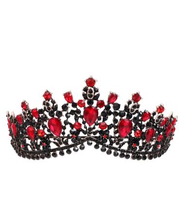 Lurrose bride baroque vintage green crystal street crown headgear bride wedding hair accessories jewelry bride diademen princess queen crown red