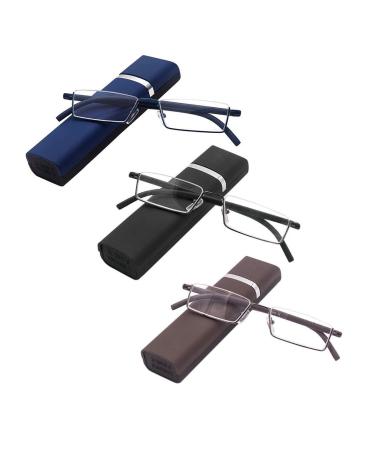 Kokobin 3 Stueck Reading glasses with ultra -light TR90 frame reading aid half -glasses made of metal frame with semi -frame visual help with glasses case for women and men +1.0 3 pieces +1 dioptries (3 -pack)