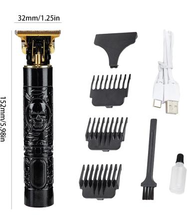 USB T9 Hair - Rechargeable Skull Embossed Beard Trimmer for Men Rechargeable Grooming Kit for Facial Hair - Hair Shaver & Groomer Nanyaciv Black - Buy Online on GoSupps.com