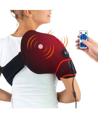 CHEROO Shoulder Heating Pad with Vibration Massager  Auto Shut Off Heated Brace Wrap for Rotator Small/Medium/Large