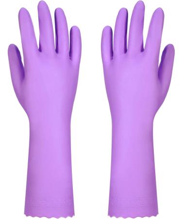 Latex-Free Reusable Kitchen Cleaning Gloves with Cotton Lining - Non-Slip Swirl Grip for Dishwashing (2 Pairs, Purple & Blue, Large) - Buy Online on GoSupps.com