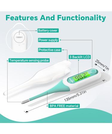 Buy Digital Oral Thermometer - Fast 8s Reading for Adults & Kids | 3 Color Backlit & Fever Alert - International Shipping Available - Buy Online on GoSupps.com