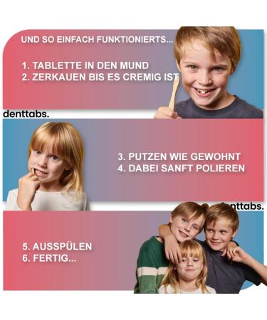 Denttabs 2 x 125 Strawberry Toothbrushing Tablets - Complete Alternative to Toothpaste - With Adapted Fluoride Content - For Children - Plastic Free - Preservative Free - - Buy Online on GoSupps.com