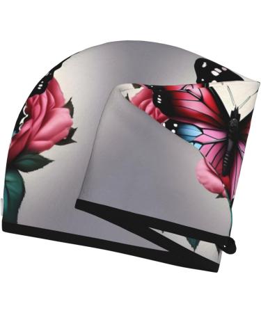 Rose and Butterfly Coral Velvet Quick-Dry Hair Towel Wrap Ideal for Travel & Home | Buy Now for Women & Men - Buy Online on GoSupps.com