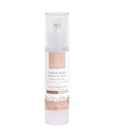 Lady Mathilde - Foot cream - donkey milk - 100% naturally - donates moisture nourishes and calmly - natural fragrance after red fruits - Made in France - Airless Tube 50 ml