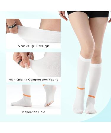 T.E.D. Anti Embolism Compression Stockings for Men & Women | Knee High 15-20 mmHg Support Socks for Post-Surgery Varicose Veins & Edema Relief - Large White - Buy Online on GoSupps.com