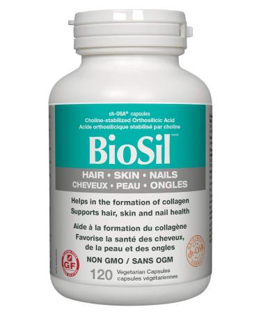 BioSil by Natural Factors, Hair, Skin, Nails, Supports Healthy Growth and Strength, Vegan Collagen, Elastin and Keratin Generator, 120 Capsules 120 Count (Pack of 1) Standard Packaging
