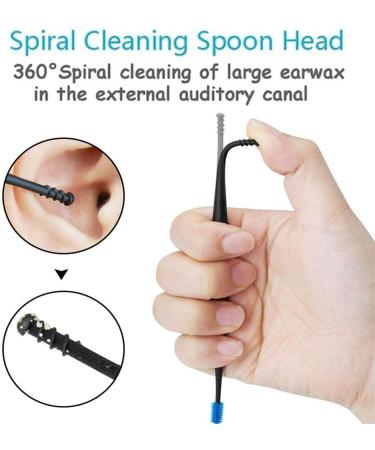 Spiral Ear Wax Remover Set - 7pcs Soft Silicone & Stainless Steel Ear Cleaning Tools - Buy Online on GoSupps.com
