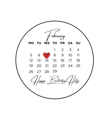 5" calendar Date edible cake topper ANY MONTH/ANY DATE - TREND (icing paper)