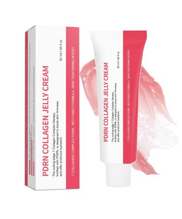 ONMYLOVIN PDRN Collagen Jelly Cream Hydrating Facial Moisturizer with 7 Collagen Complex Pink Glow Hyaluronic Acid Lightweight Non-Greasy Formula for Plump & Smooth Skin 1.7 fl oz