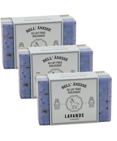 Label Provecne Label Provence Doublesided scrub soap with French soap for softening moisturizing and care for all skin types lavender and donkey milk scent 125 g set of 3