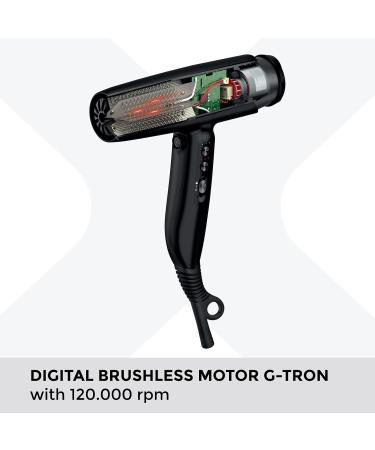 Gamma Pi Srl GAMMA+ XCELL S Ionic hairdryer 290 g ultralight hairdryer with antibacterial effect quiet Smart Memory LED interface selfcleaning technology Schuko plug matt black SCHUKO plug matt black - Buy Online on GoSupps.com