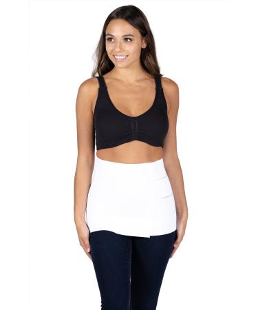 Abdominal Binder Post Surgery Compression Wrap - Torso Liposuction Mommy Makeover and Tummy Tuck Compression Garment - White 12in Postpartum Belt and C-Section Recovery Belly Band (S13-12) Medium Medium 12" White