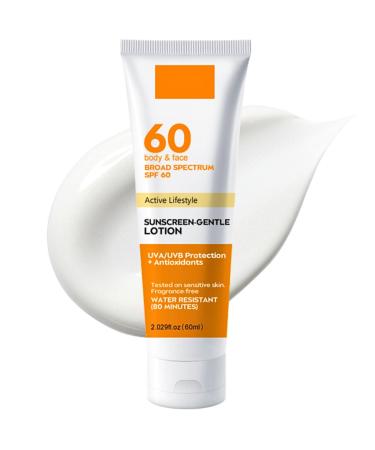 Sun Cream SPF 60 SPF Face Moisturiser Sunscreen For High Sun Protection SPF Moisturiser Waterproof Face Sunscreen Against UV Sunscreen For Sensitive Skin Invisible Fluid Sun Block Travel Suncream 60ml
