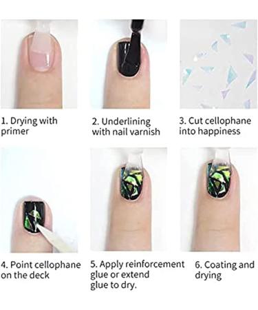 Gradient Aurora Glass Nail Art Stickers - 8 Sheets | Broken Glass Foil Transfers for Women DIY Nail Decoration - Buy Online on GoSupps.com
