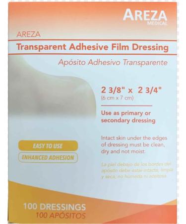 Areza Medical Transparent Waterproof Adhesive Film Dressing 2 3/8 X 2 3/4 - 100 Count Box - Buy Online on GoSupps.com