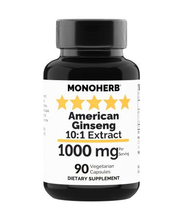 MONOHERB American Ginseng Extract 1000 mg - 90 Vegetarian Capsules
