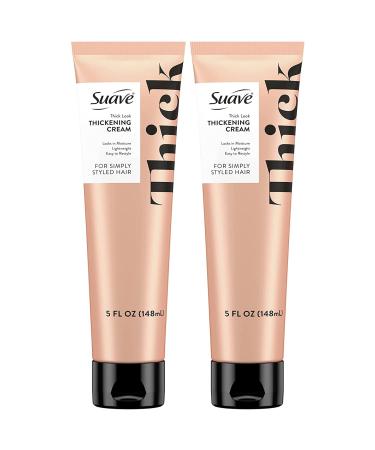 Suave Simply Styled Thickening Hair Cream - Heat Protectant for Hair Styling and Blow Dry Cream 5 Oz Ea (Pack of 2)