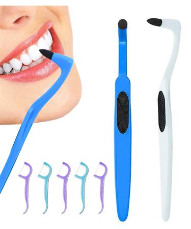 Portable Dental Cleaning Tools Tooth Stain Remover for Detail Cleaning Teeth Whitening Oral Hygiene Care Tools 5pcs Blue