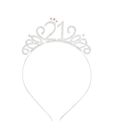 Konsait 21st Happy Birthday Rhinestone Headband Tiara  21st Birthday Tiara Crown Headband for Girls Women Legal Adult 21st Birthday Party Decor - Buy Online on GoSupps.com