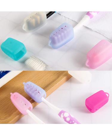 Silicone Toothbrush Covers Electric Manual Toothbrush Head Cover Case Protector Cap with Back Hole for Home Travel Camping Toothbrush Tag Gift for Families Five Colors for Choose(White)