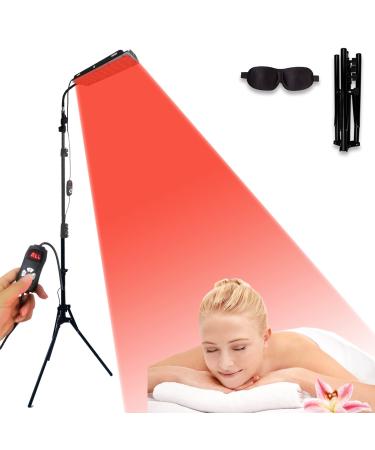 Infrared Red Light Therapy Lamp with Stand Height Adjustable Red Light Device with Timer 660nm 850nm Near Infrared Bulb for Body Face Back Joint Knees Pain Relief(with Eye Ma-sk) 35"-67" Height