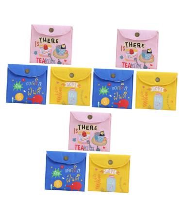 Gleavi 9 pieces storage bag for women's bandages cosmetic bag wallet with zipper ladies brick women's money exchange coin bags made of canvas Miss small change tampon