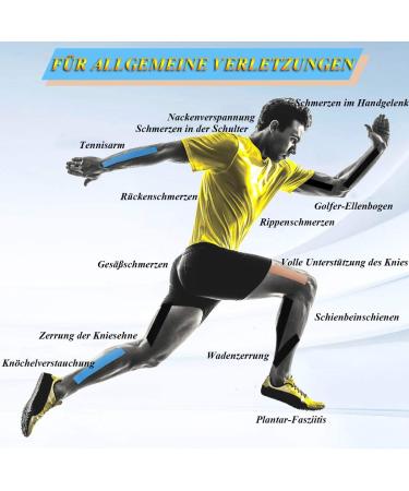 Honyao Kinesiology Tape - 2 Pack (5m x 5cm) | Elastic Waterproof Sports Tape for Shoulder Back Knees Elbows & Neck - Skin-Friendly Blue - Buy Online on GoSupps.com