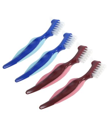 Collbath 4 pieces older prosthesis toothbrush double -sided toothbrush travel toothbrush prosthesis brush toothbrush retainerbrush prosthesis care prosthesis brushes