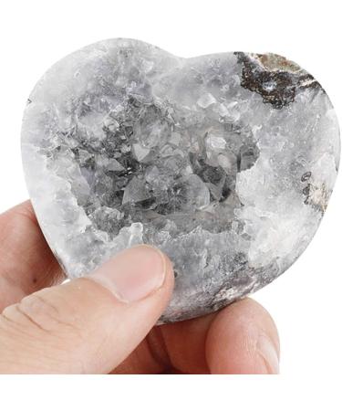 Natural Crystal Natural Agate Geode Heart Shape Stone Crystals Halves Stones Slice Specimen Collection Loving Gifts 55-65mm Home Goods (Size : 2pcs) - Buy Online on GoSupps.com